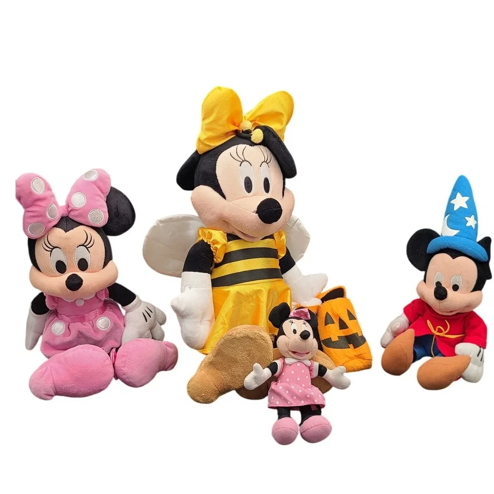 Disney Mickey Minnie Mouse Plush Lot Bumblebee Halloween Sorcerer Wizard 4pc